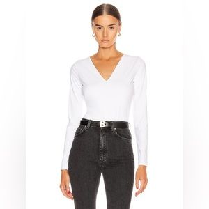 NEW! Wolford Aritzia White V-Neck Long Sleeved Vermont Bodysuit - Size XS - NWT